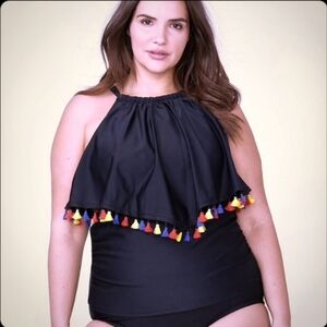 CACIQUE Swim Tankini Top Built-In No-Wire Bra Size 20
